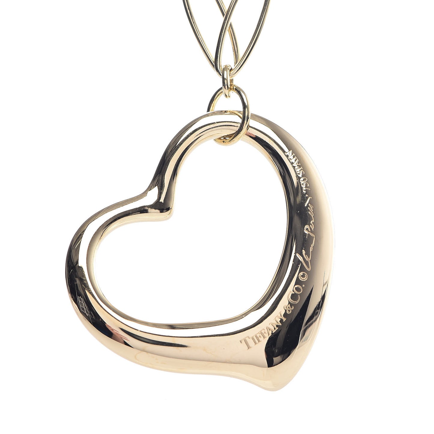 18K Yellow Gold Elsa Peretti Large Open Heart Pendant Necklace