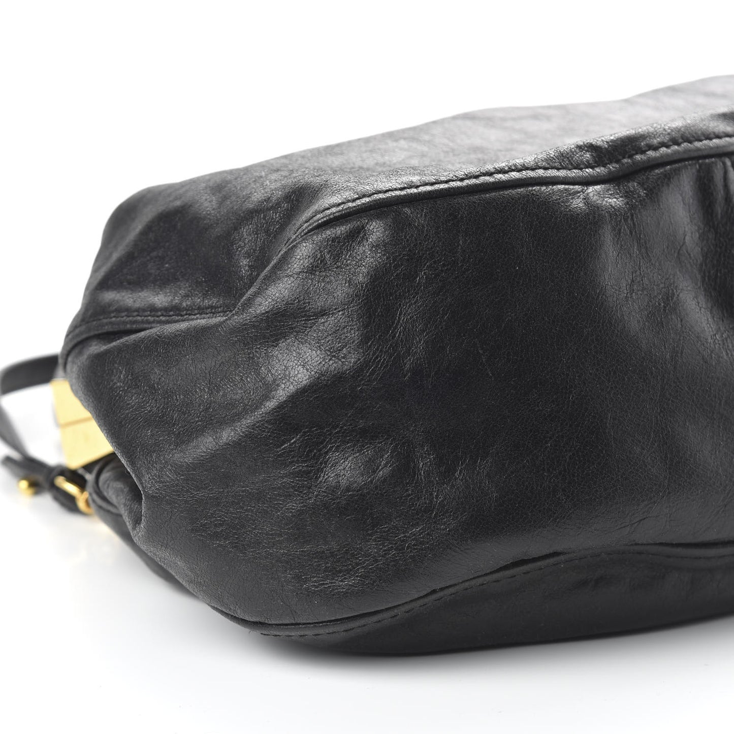Goatskin Frame Shoulder Bag Black