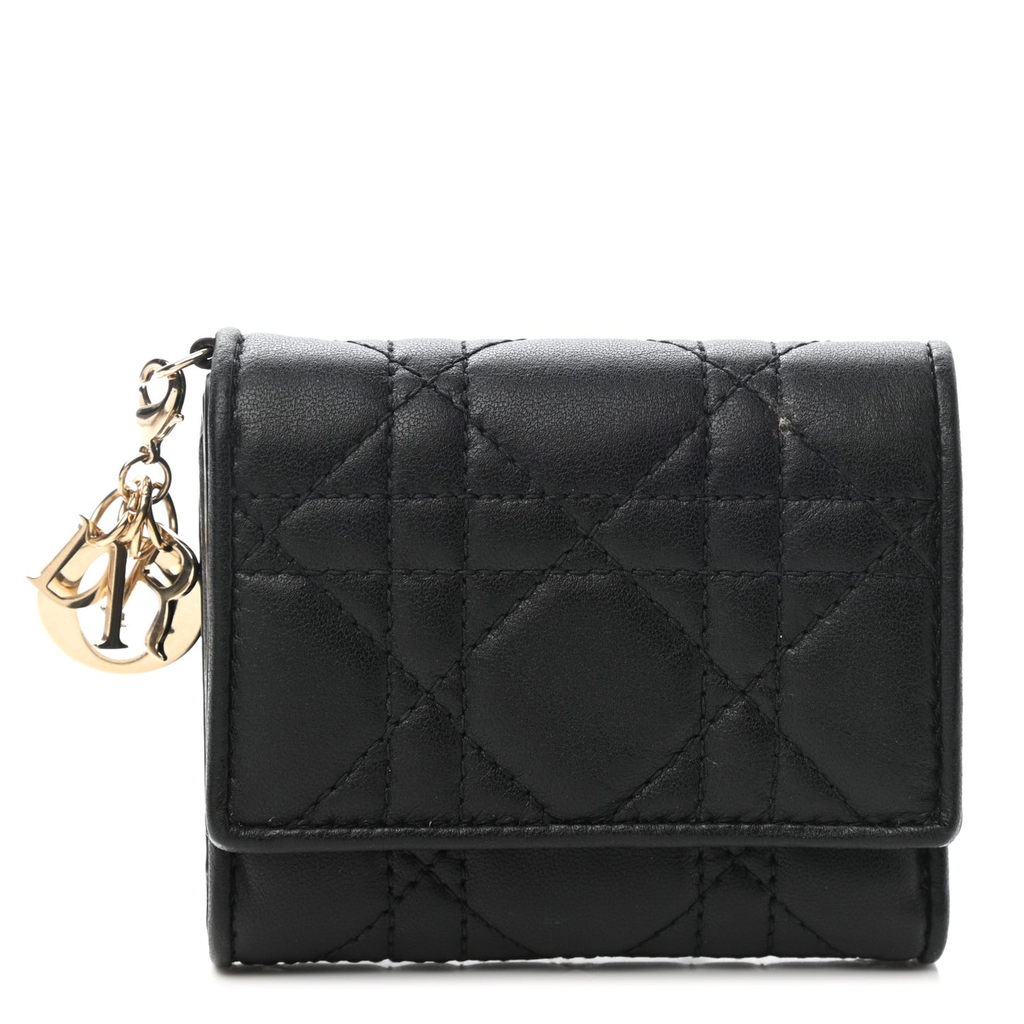 Lambskin Cannage Lady Dior Lotus Wallet Black