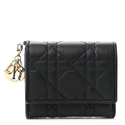 Christian Dior Lambskin Cannage Lady Dior Lotus Wallet Black 1 of 8