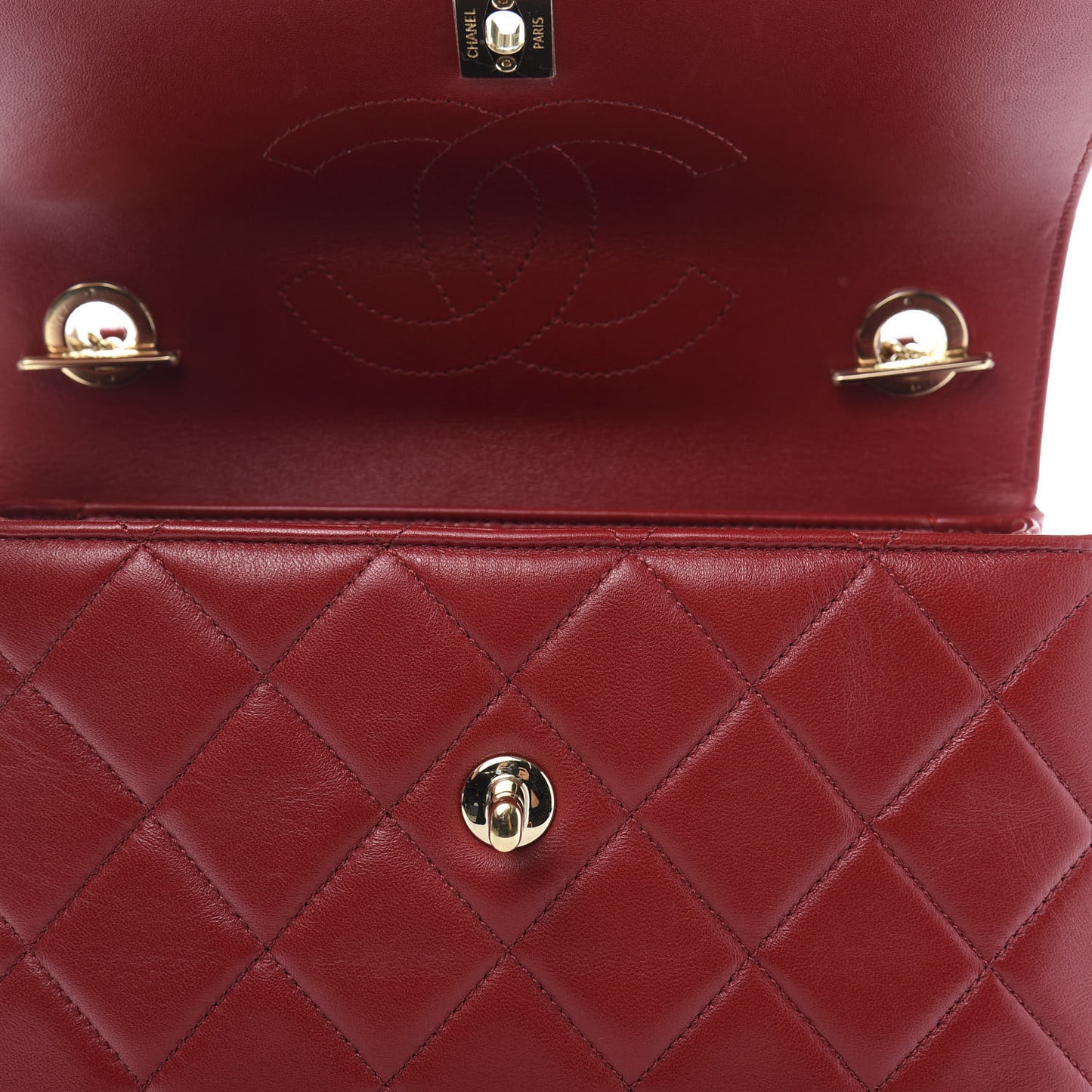 Lambskin Quilted Small Trendy CC Flap Dual Handle Bag Red