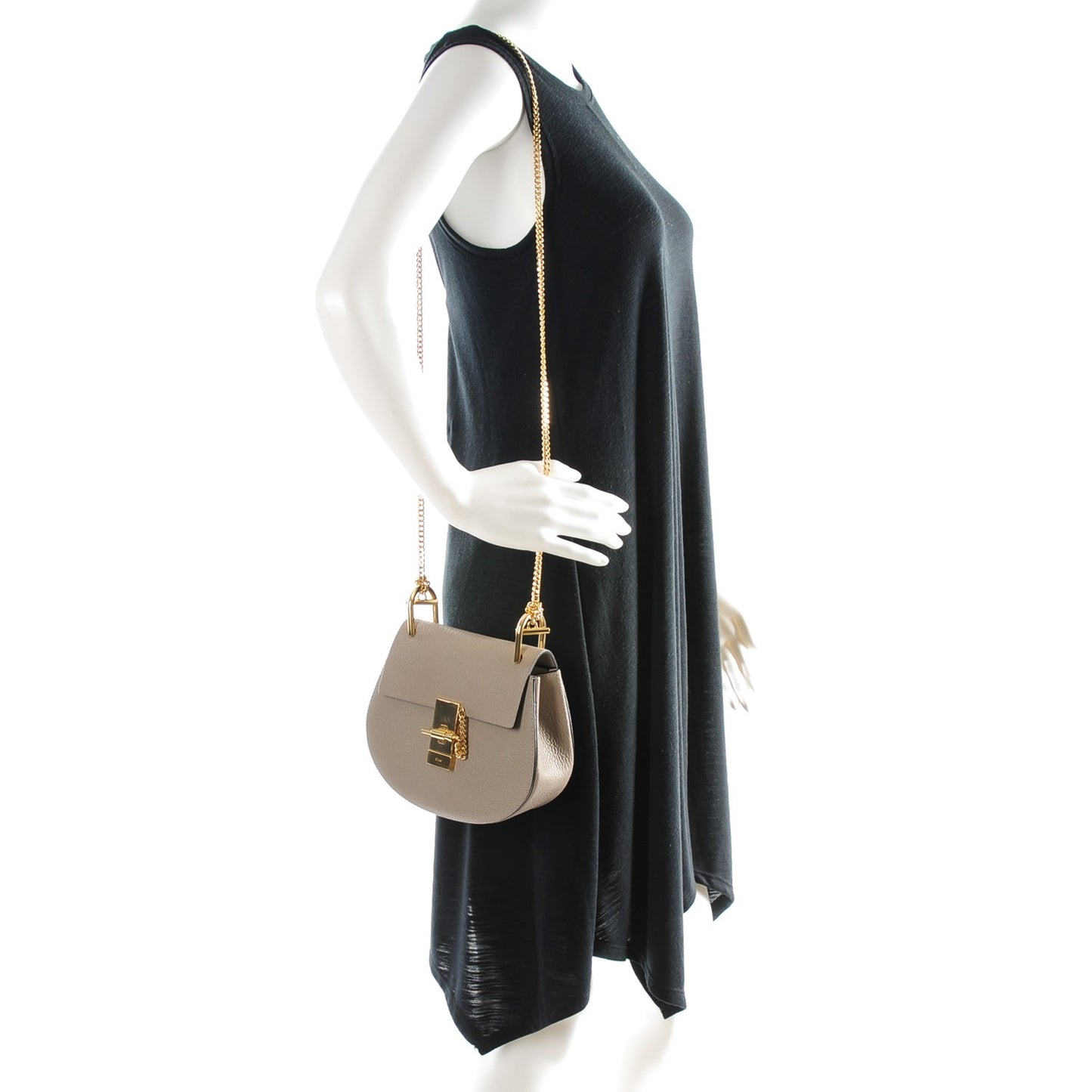 Grained Lambskin Mini Drew Shoulder Bag Motty Grey