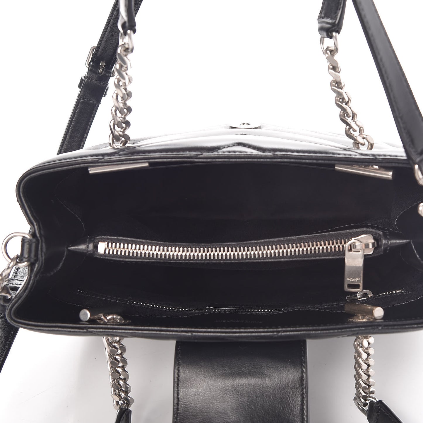 Calfskin Y Quilted Monogram Small Loulou Shopper Black