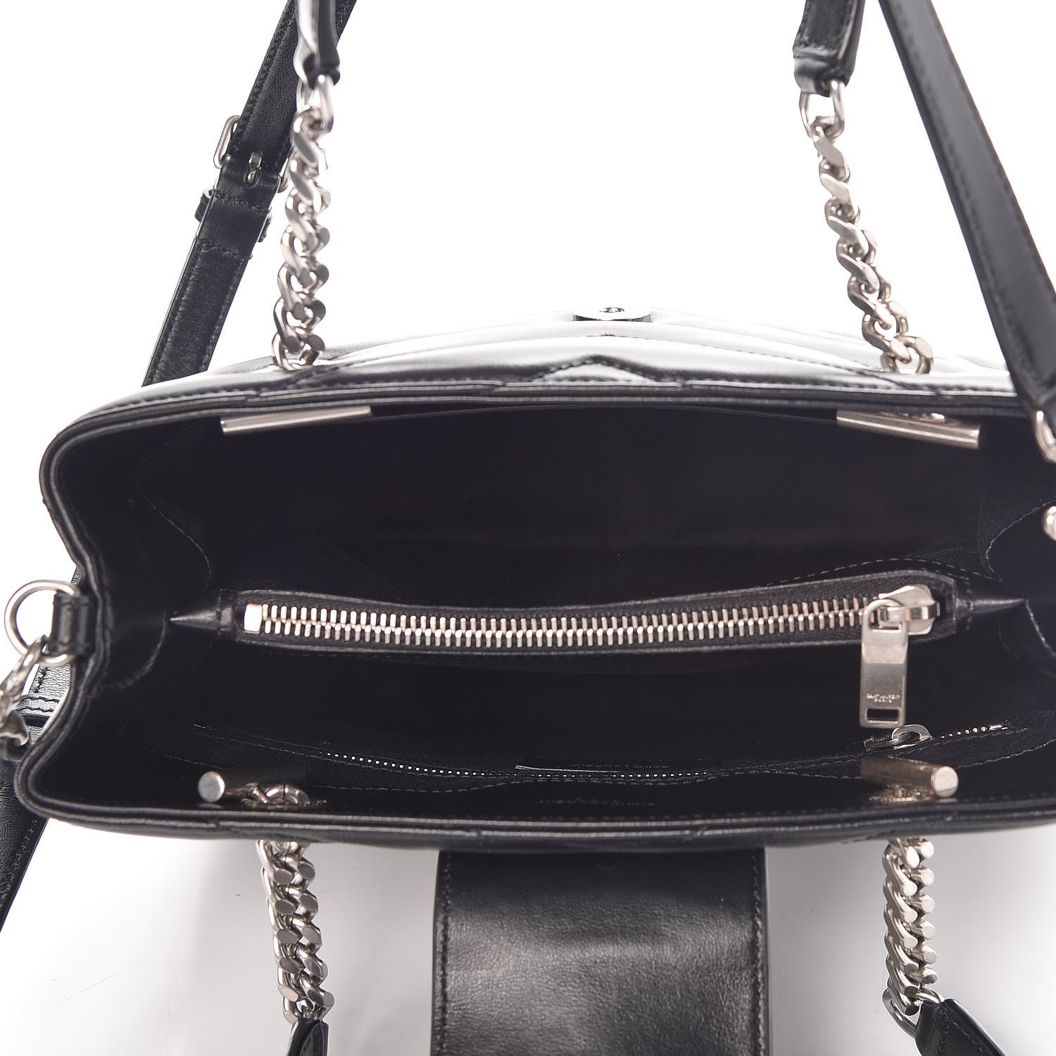 Saint Laurent Calfskin Y Quilted Monogram Small Loulou Shopper Black 6 of 8