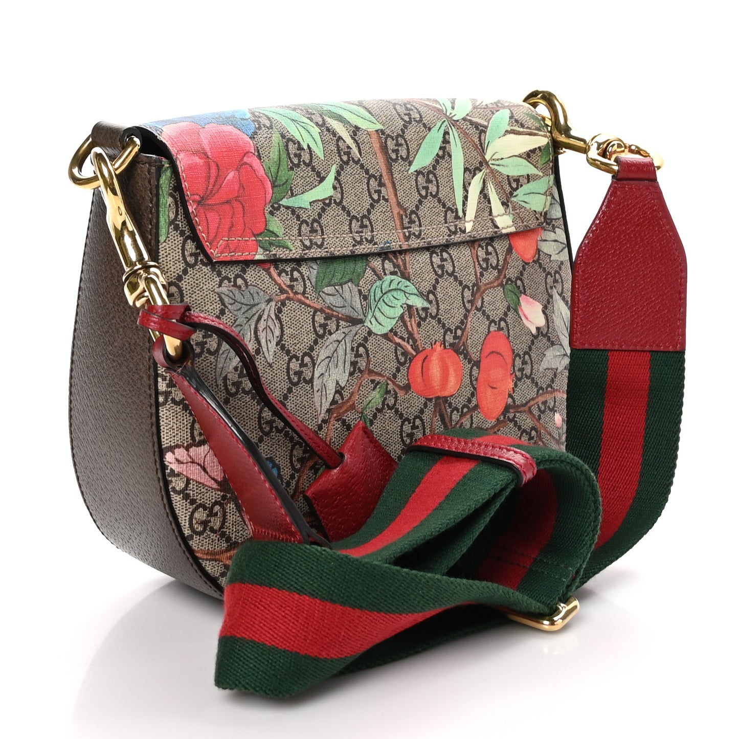 GG Supreme Monogram Tian Web Medium Padlock Messenger Shoulder Bag Beige Multicolor New Acero