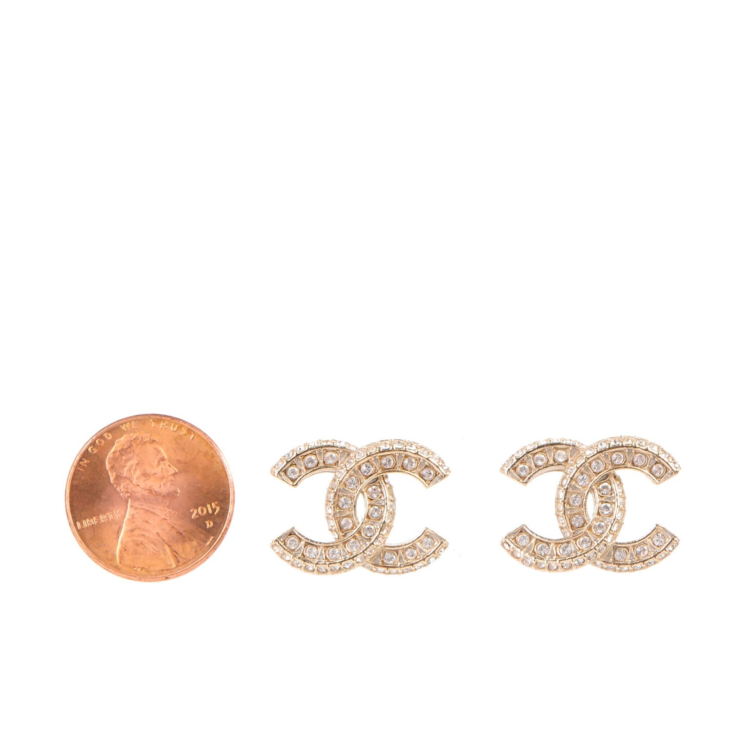 Chanel Crystal CC Earrings Gold 2 of 4