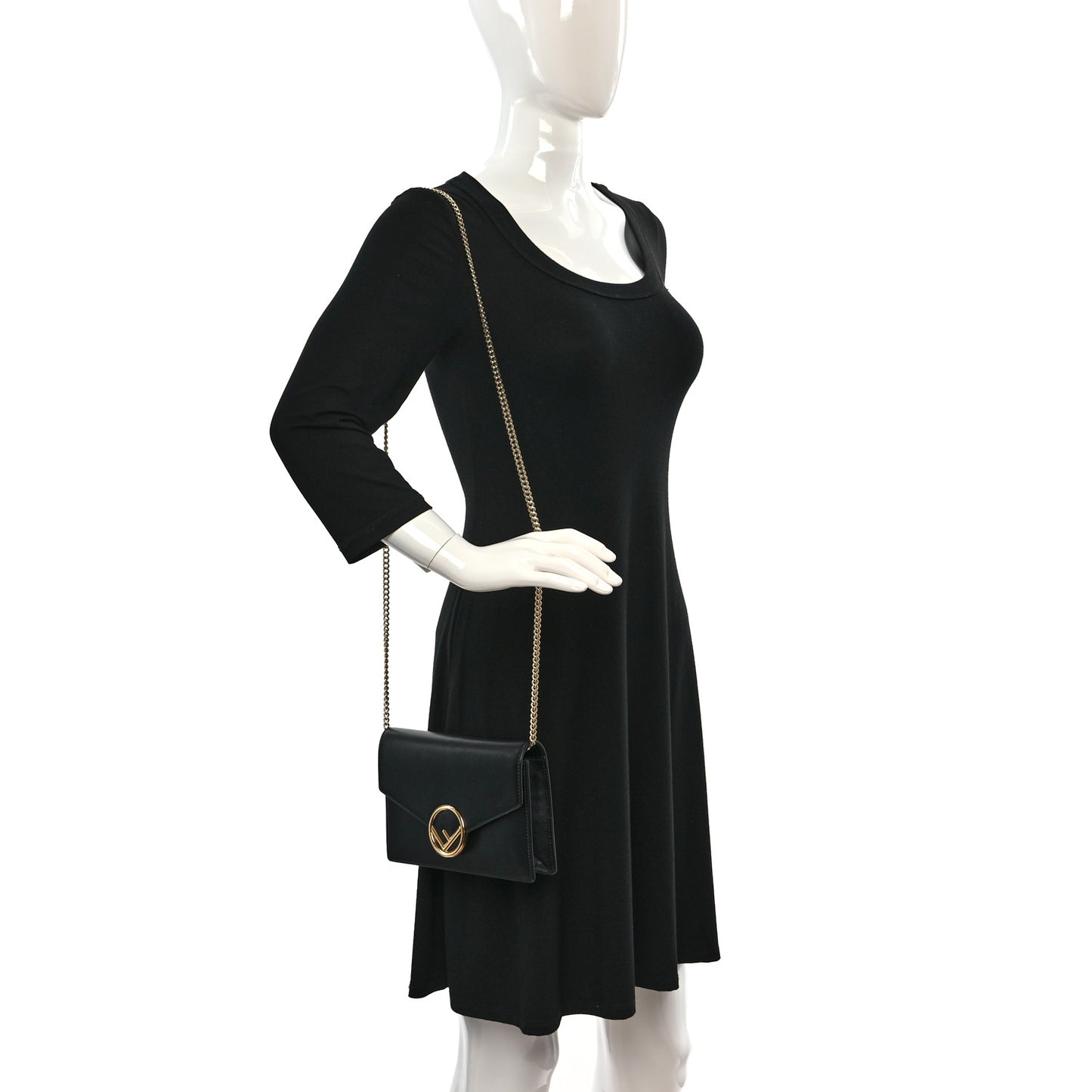 Vitello Liberty Lucido F is Fendi Medium Envelope Wallet on Chain Black