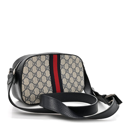 Gucci GG Supreme Monogram Textured Dollar Calfskin Web Small Ophidia Camera Bag Beige Blue 3 of 11