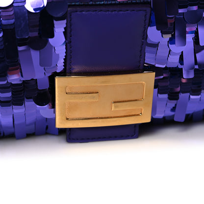Fendi Sequin Paillettes Shiny Nappa Sex and the City Baguette Viola Purple Rain 10 of 12