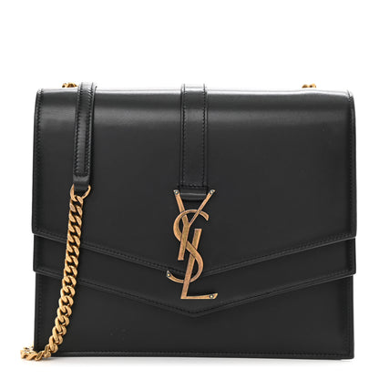 Saint Laurent Smooth Calfskin Monogram Medium Sulpice Shoulder Bag Black 1 of 13