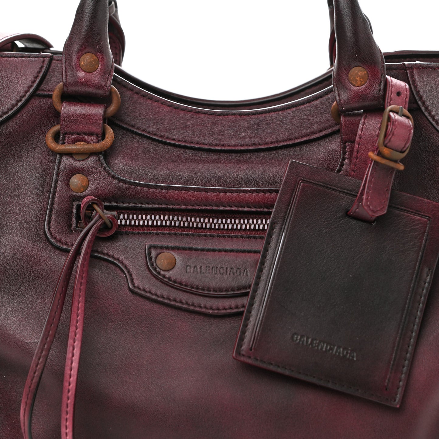 Used Calfskin Rust Hardware Neo Classic City Burgundy