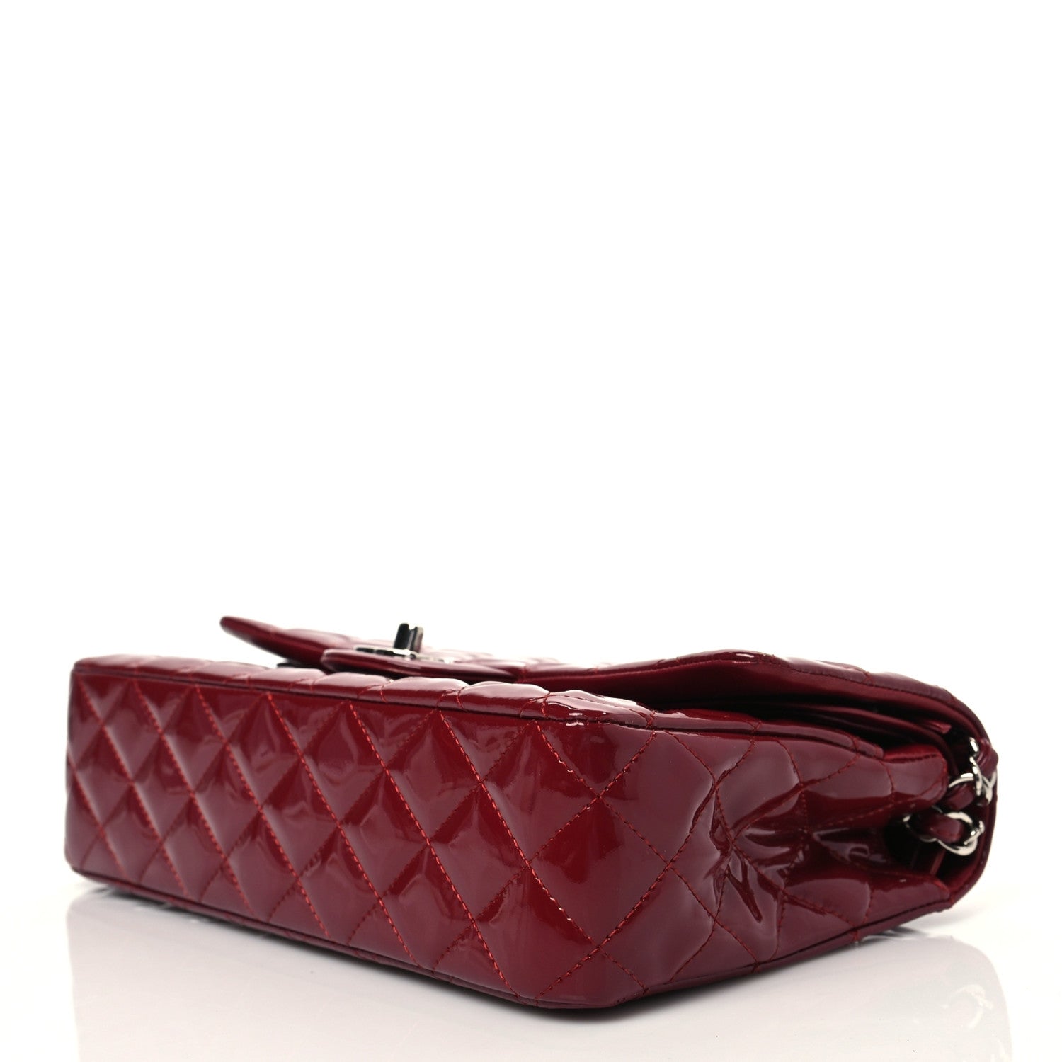 Chanel Patent Calfskin Quilted Medium Double Flap Dark Red 6 of 8