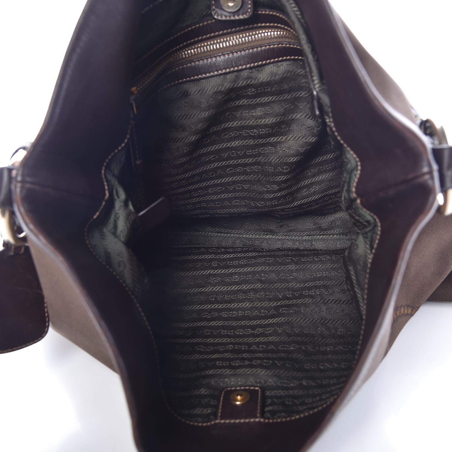 Prada Jacquard Logo Hobo Brown 7 of 12