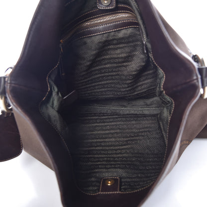 Prada Jacquard Logo Hobo Brown 7 of 12