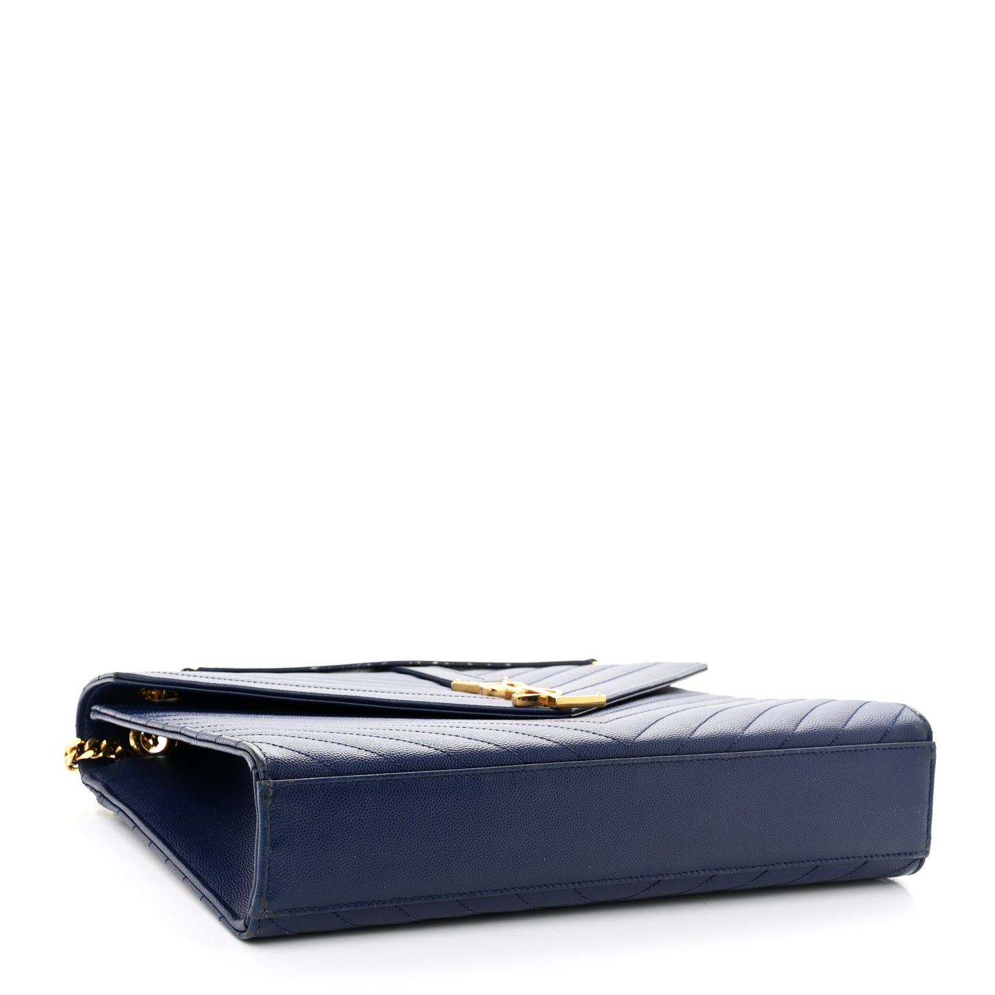 Grain De Poudre Matelasse Chevron Large Monogram Satchel Navy Blue