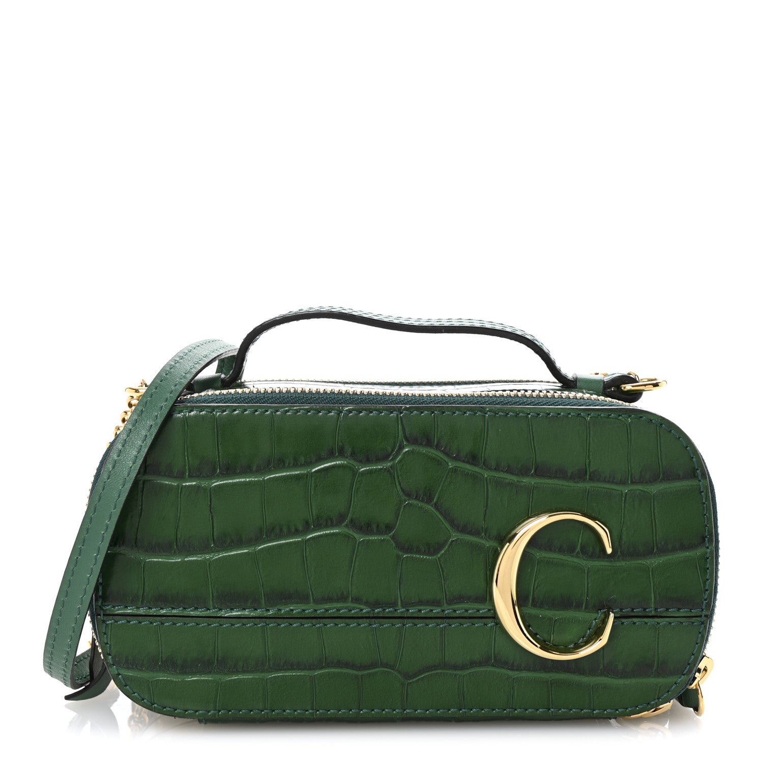 Chloe Calfskin Crocodile Embossed Mini C Vanity Bag Woodsy Green 1 of 11
