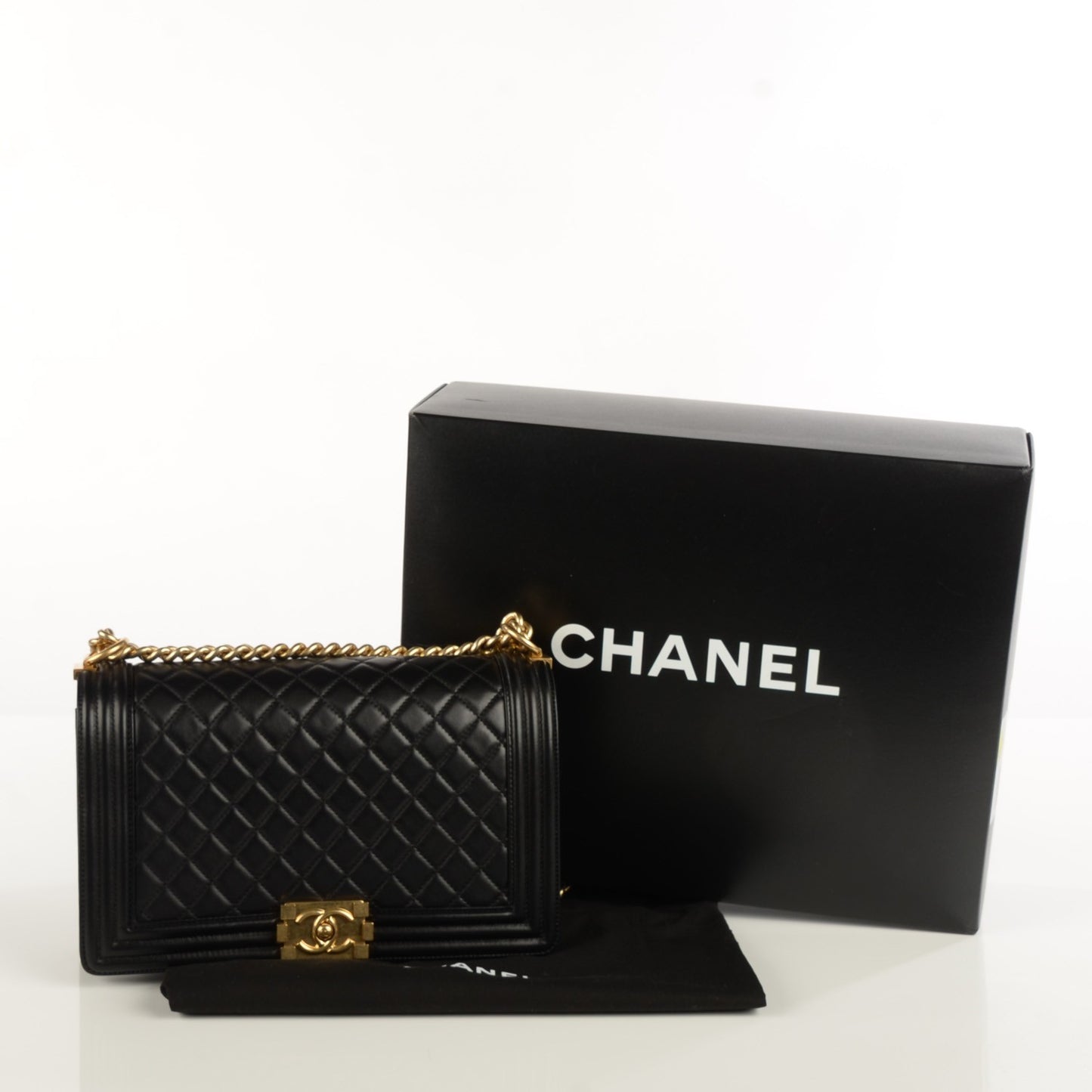 Lambskin Quilted New Medium Boy Flap Black