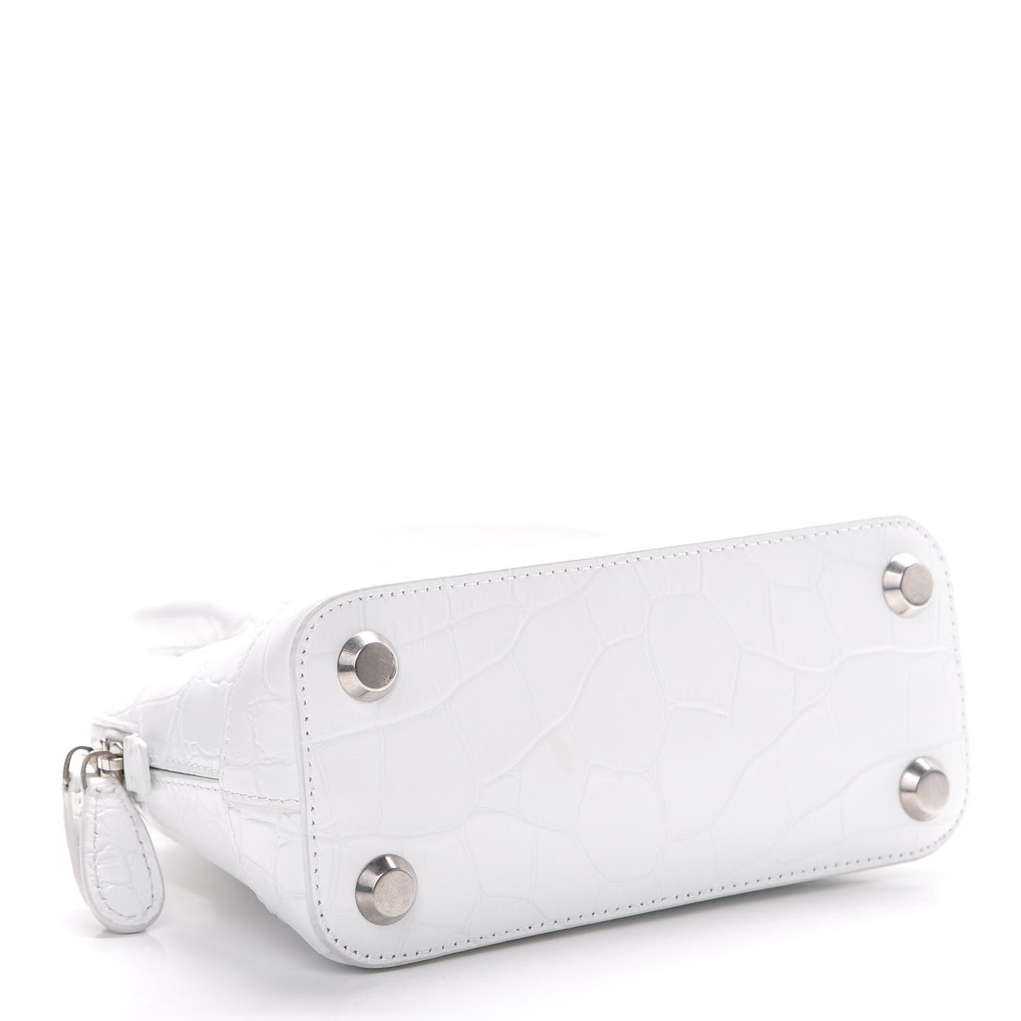 Calfskin Crocodile Embossed XXS Ville Top Handle Bag White Black