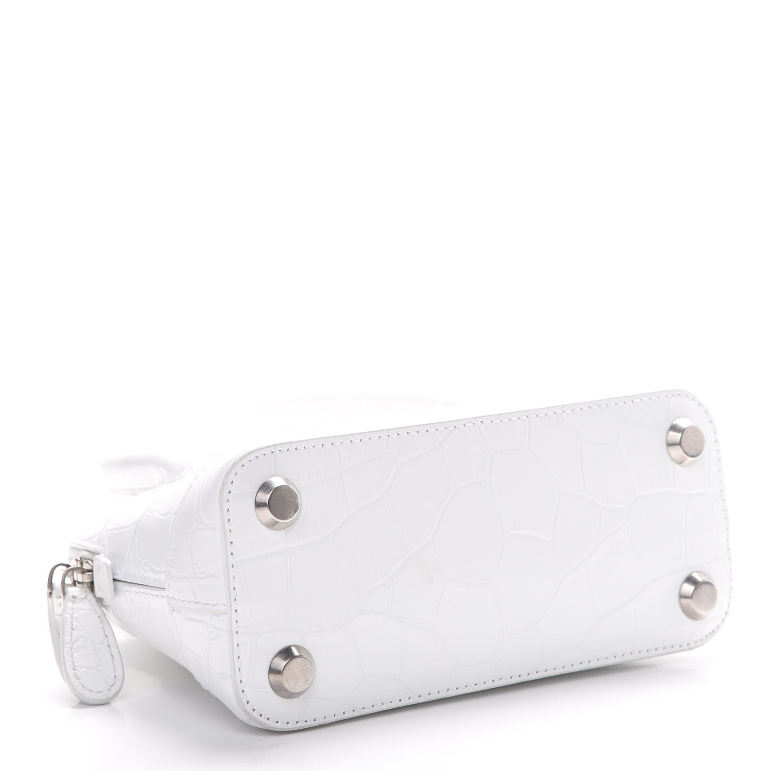 Balenciaga Calfskin Crocodile Embossed XXS Ville Top Handle Bag White Black 3 of 12