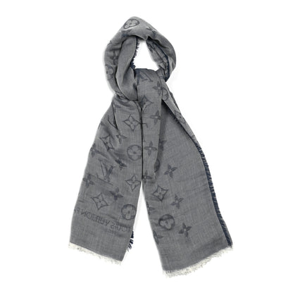 Louis Vuitton Wool Cotton Silk Daily Monogram Stole Denim 1 of 3
