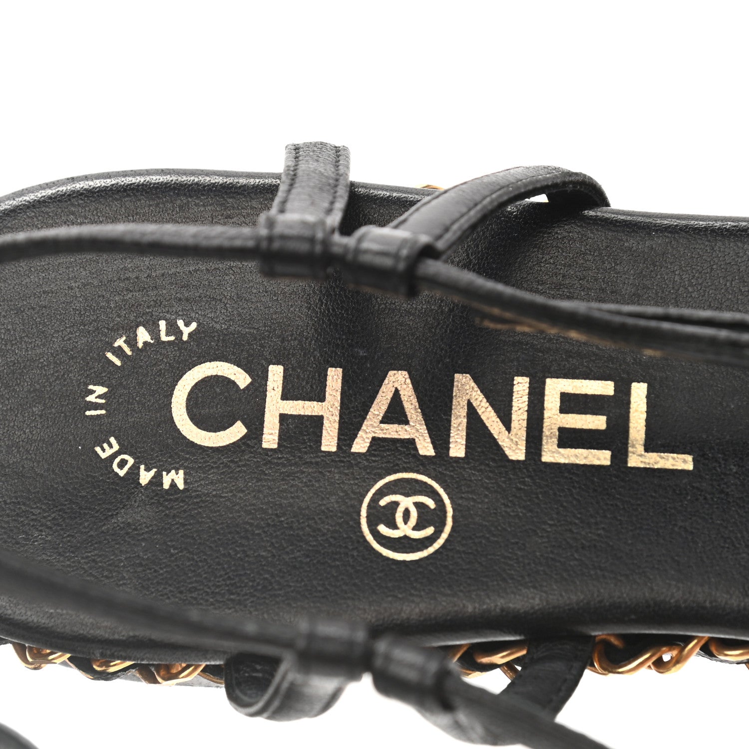 Chanel Lambskin Chain Thong Sandals 38 Black 7 of 7