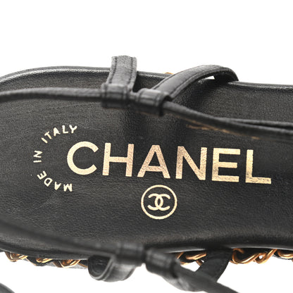 Chanel Lambskin Chain Thong Sandals 38 Black 7 of 7