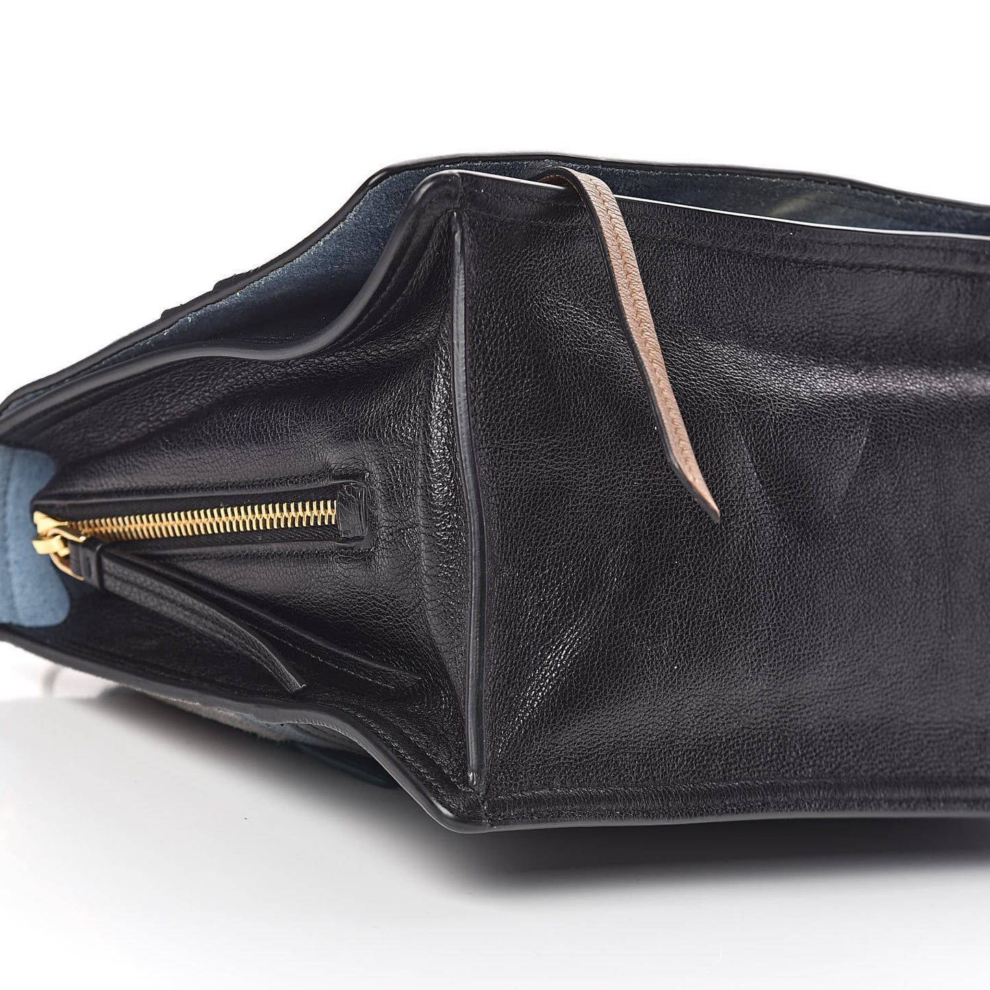Glace Calfskin Suede Etiquette Shoulder Bag Cannella Pavone