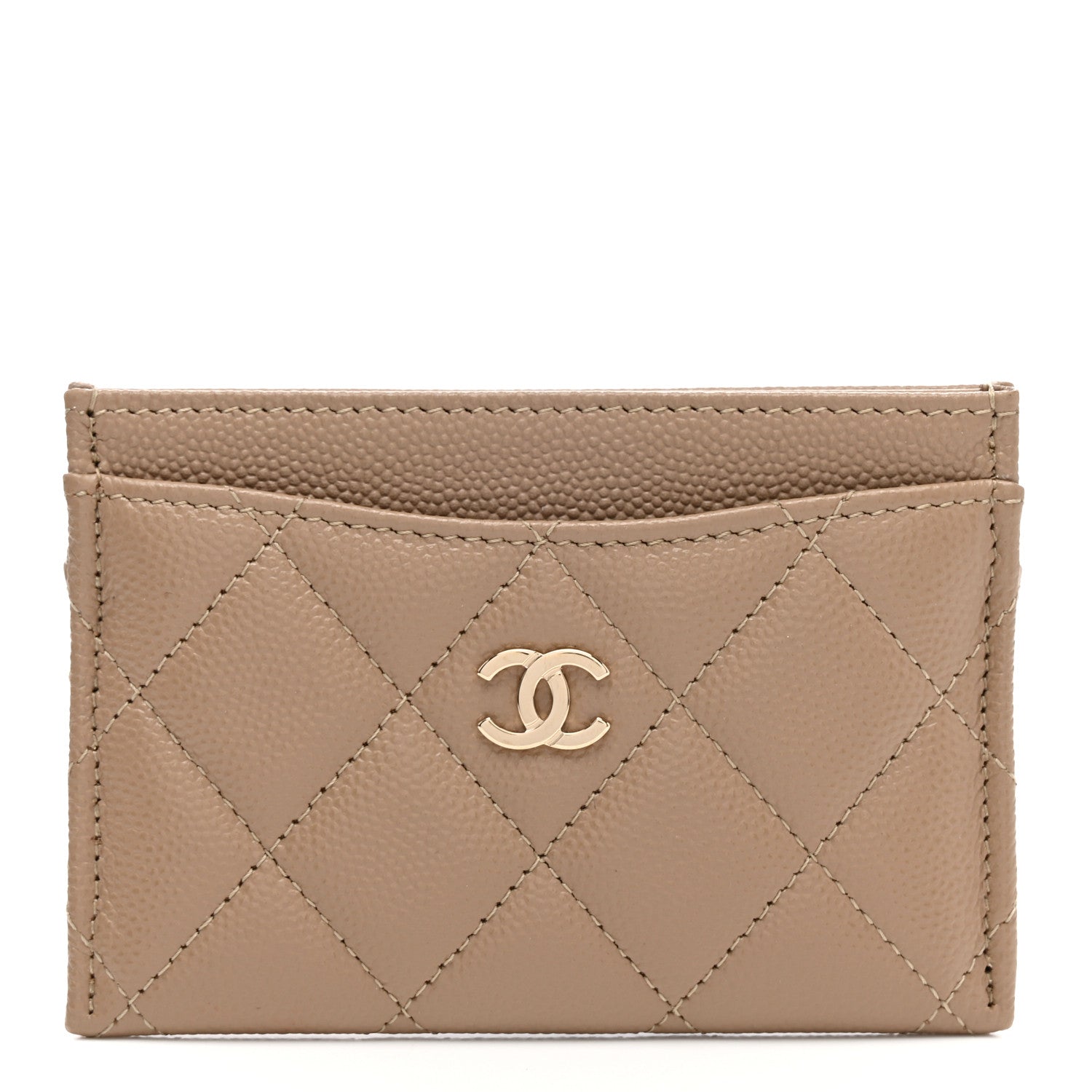 Chanel Caviar Quilted Card Holder Dark Beige 1 of 8