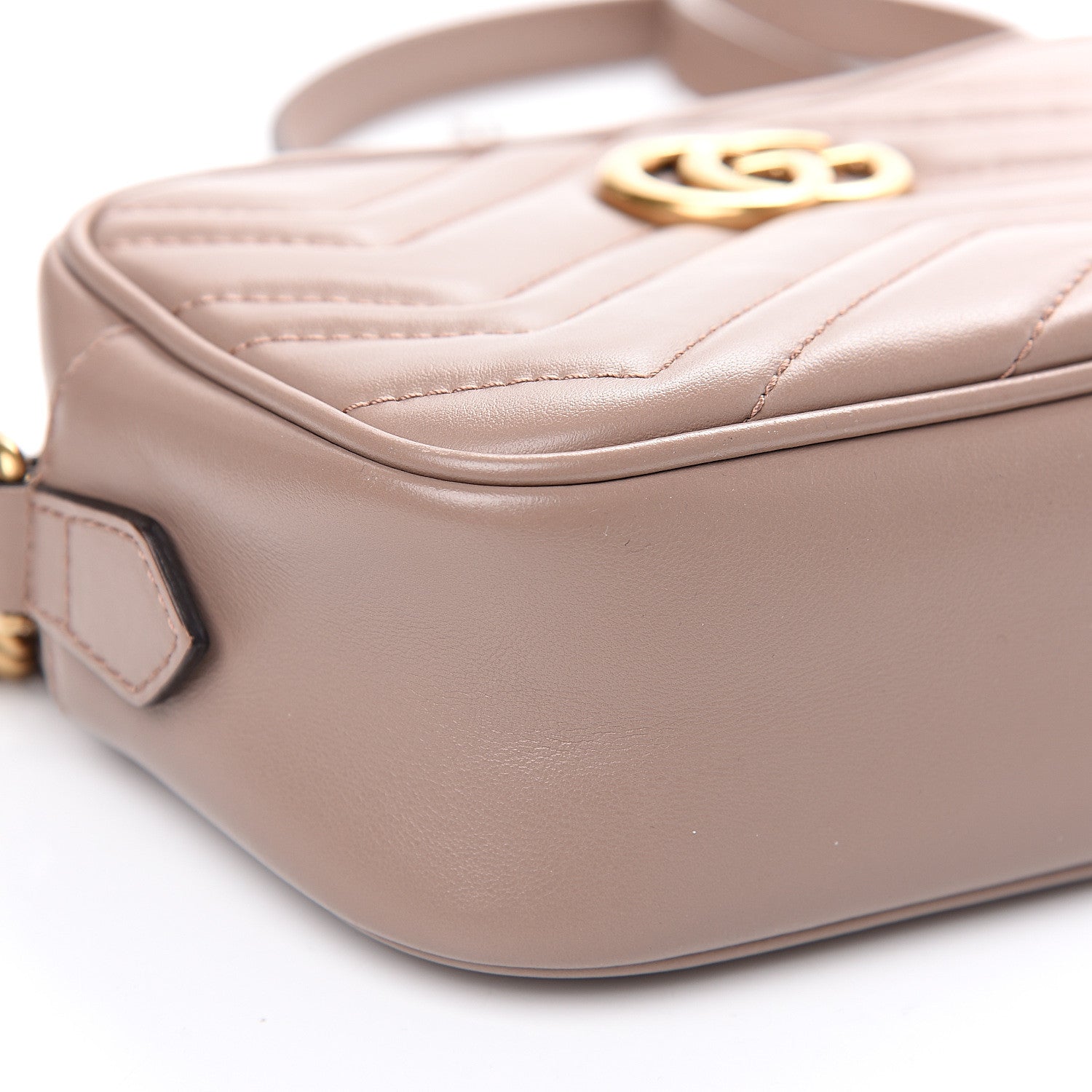 Gucci Calfskin Matelasse Mini GG Marmont Chain Shoulder Bag Porcelain Rose 8 of 10