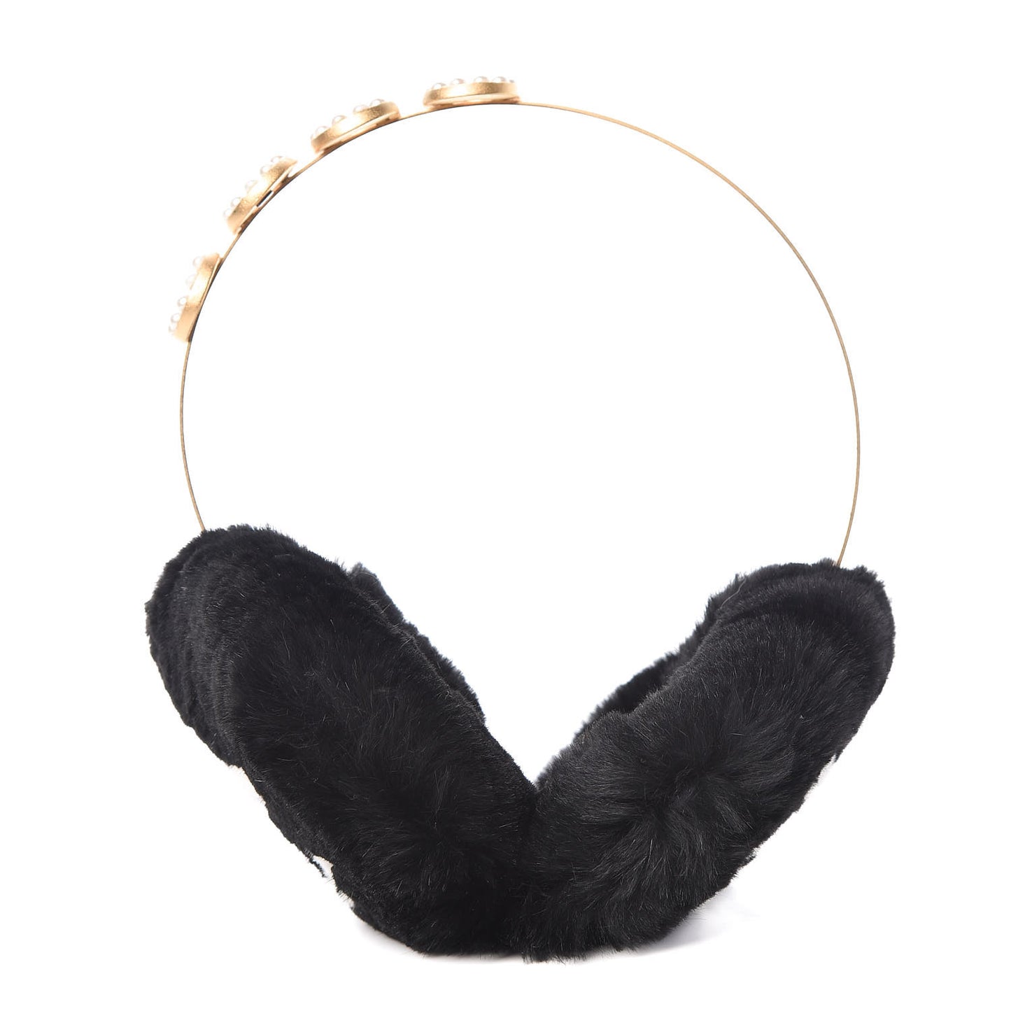 Rabbit Fur Coco Earmuffs Black Gold