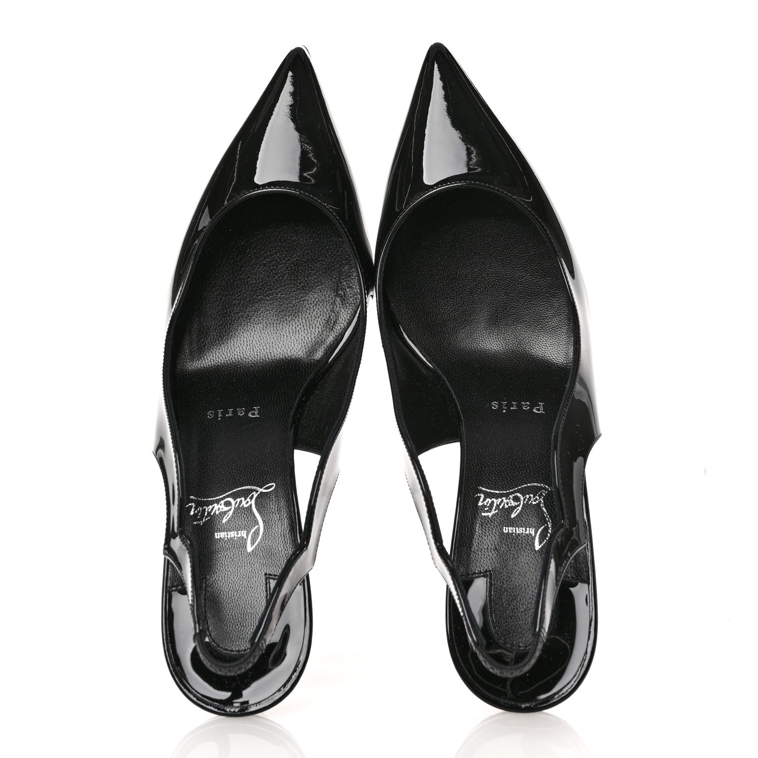 Christian Louboutin Patent Hot Chick Slingback 70 Pumps 39 Black 2 of 9