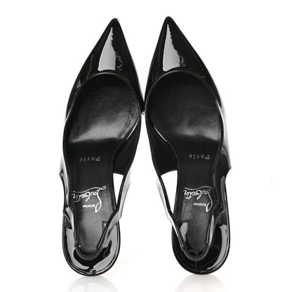 Christian Louboutin Patent Hot Chick Slingback 70 Pumps 39 Black 2 of 9