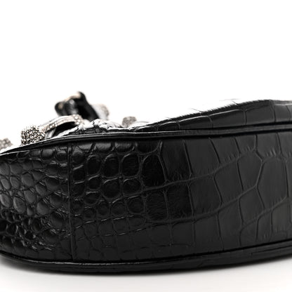 Balenciaga Extra Supple Calfskin Crystal Crocodile Embossed Le Cagole Shoulder Bag XS Black 9 of 10