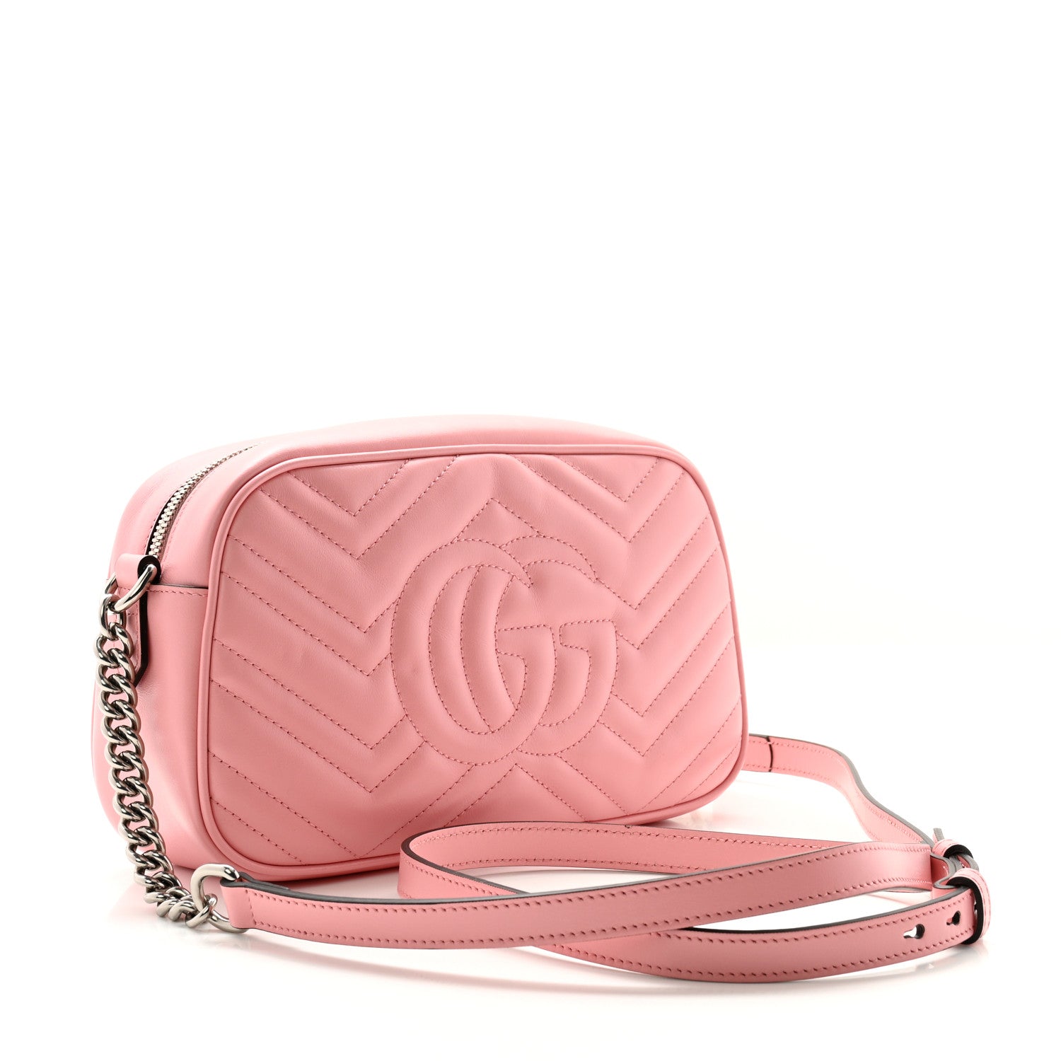Gucci Calfskin Matelasse Small GG Marmont Chain Shoulder Bag Perfect Pink 3 of 10