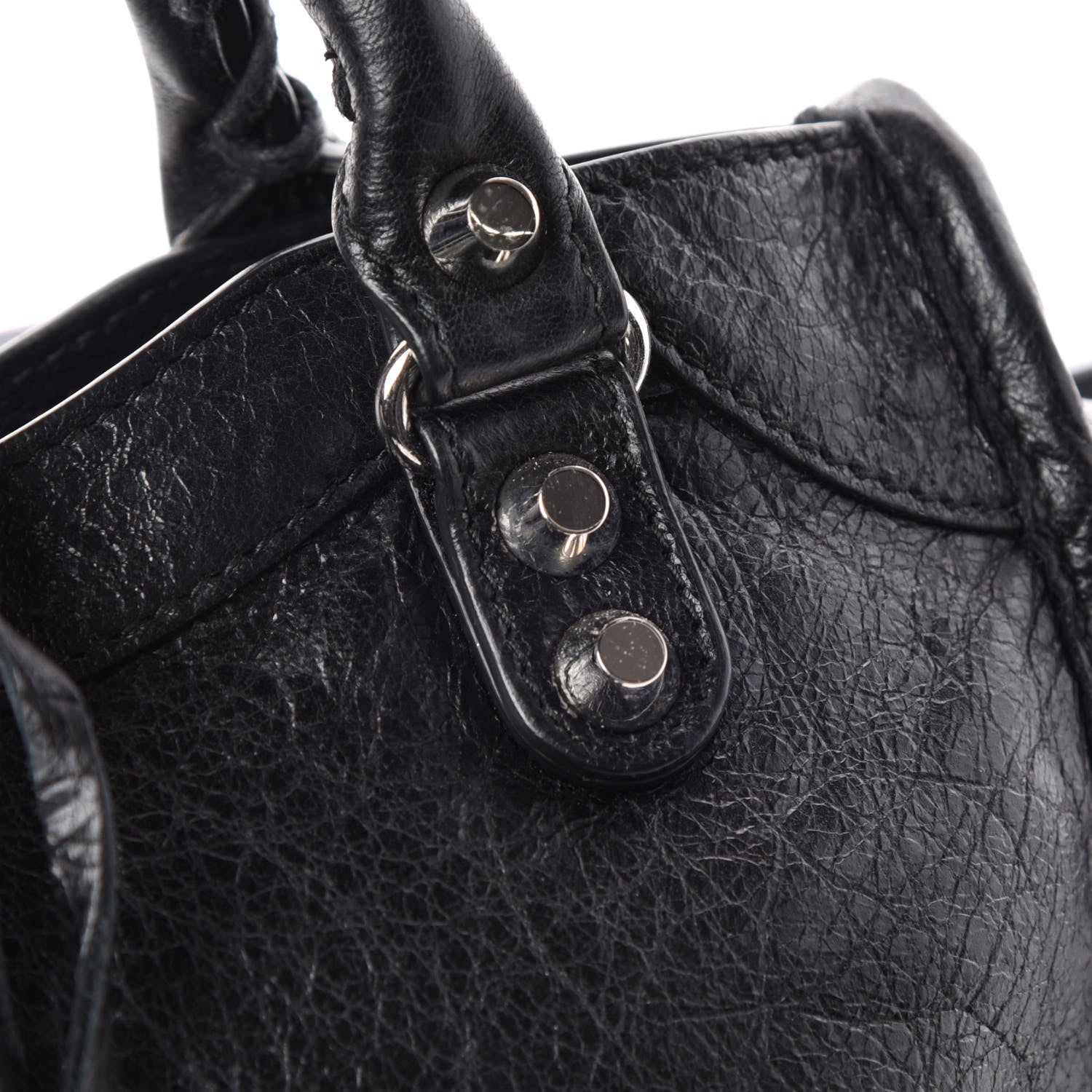 Balenciaga Agneau Classic Silver Hardware Mini City Logo Strap Black White 14 of 14