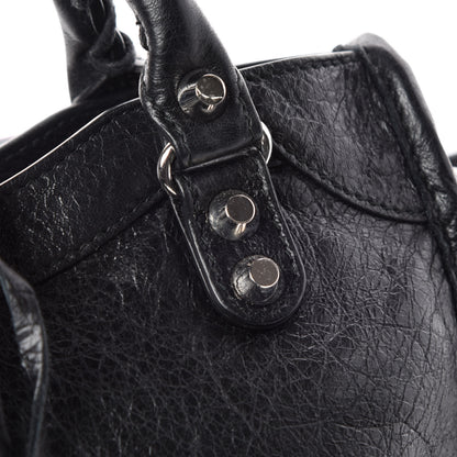 Balenciaga Agneau Classic Silver Hardware Mini City Logo Strap Black White 14 of 14