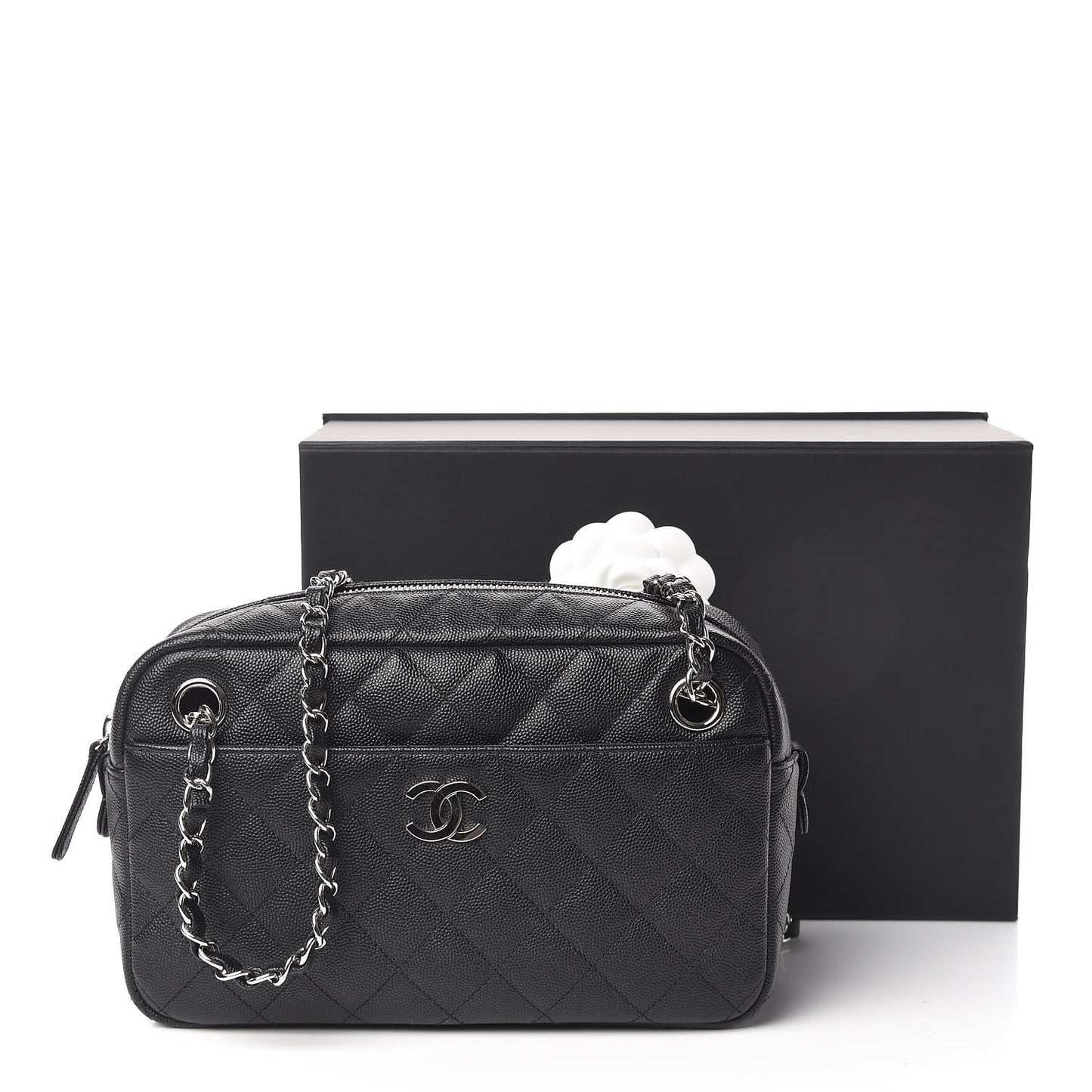Caviar Quilted Camera Case Black