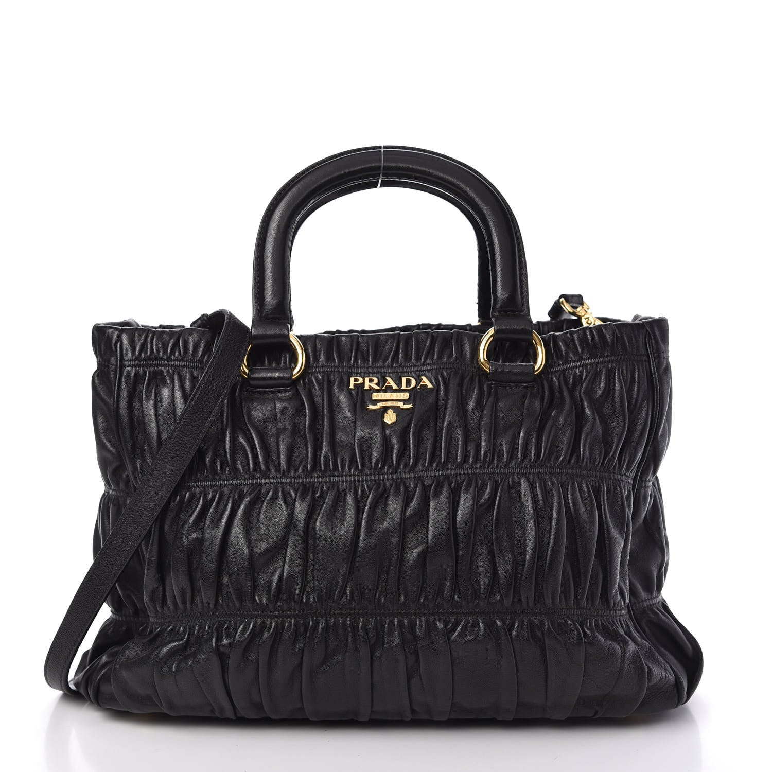 Prada Nappa Gaufre Top Handle Tote Black 1 of 10