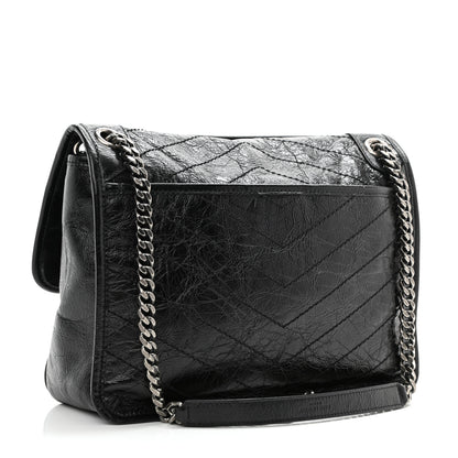 Saint Laurent Crinkled Calfskin Matelasse Monogram Medium Niki Chain Satchel Black 3 of 8