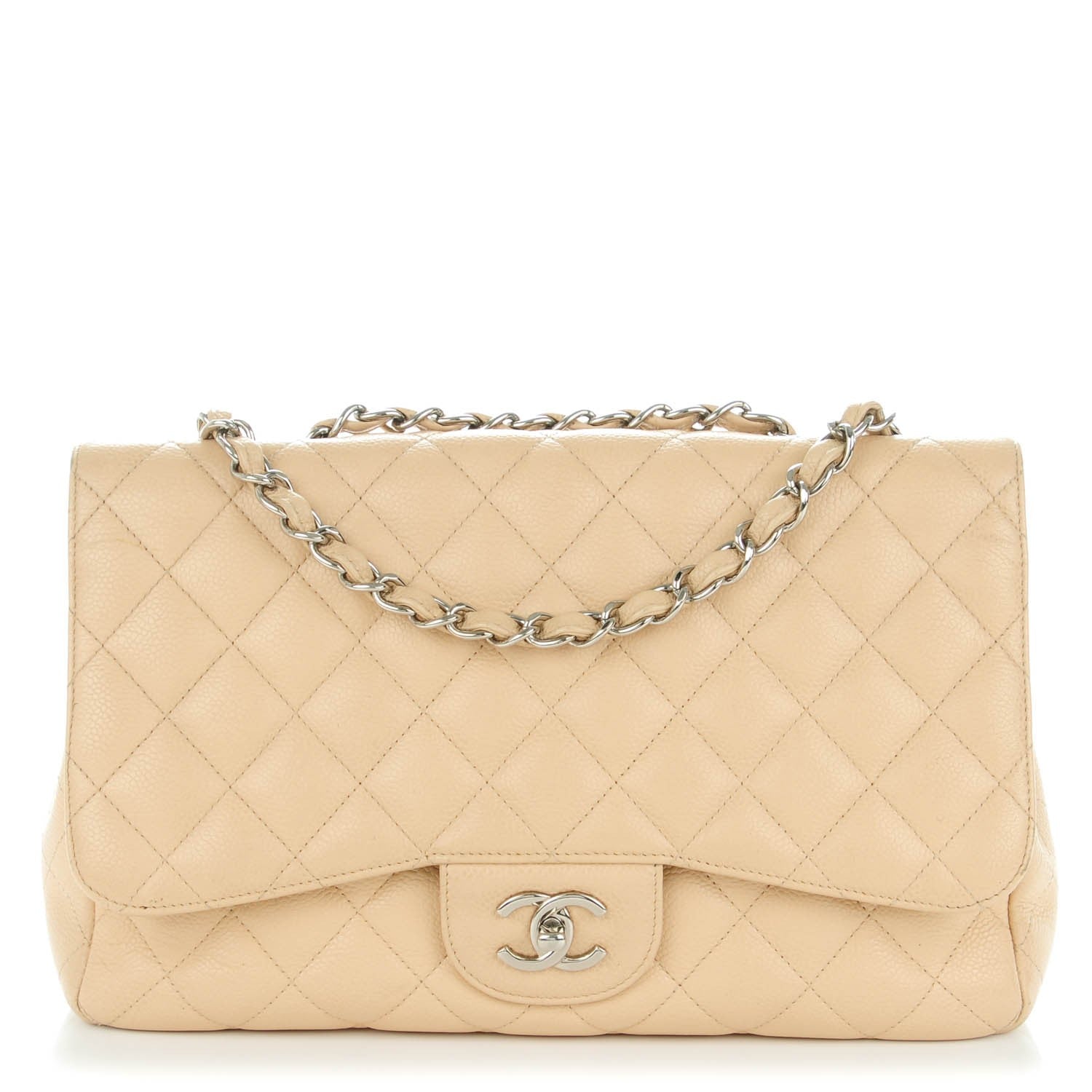 Chanel Caviar Quilted Jumbo Single Flap Beige Clair 1 of 11