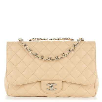 Chanel Caviar Quilted Jumbo Single Flap Beige Clair 1 of 11