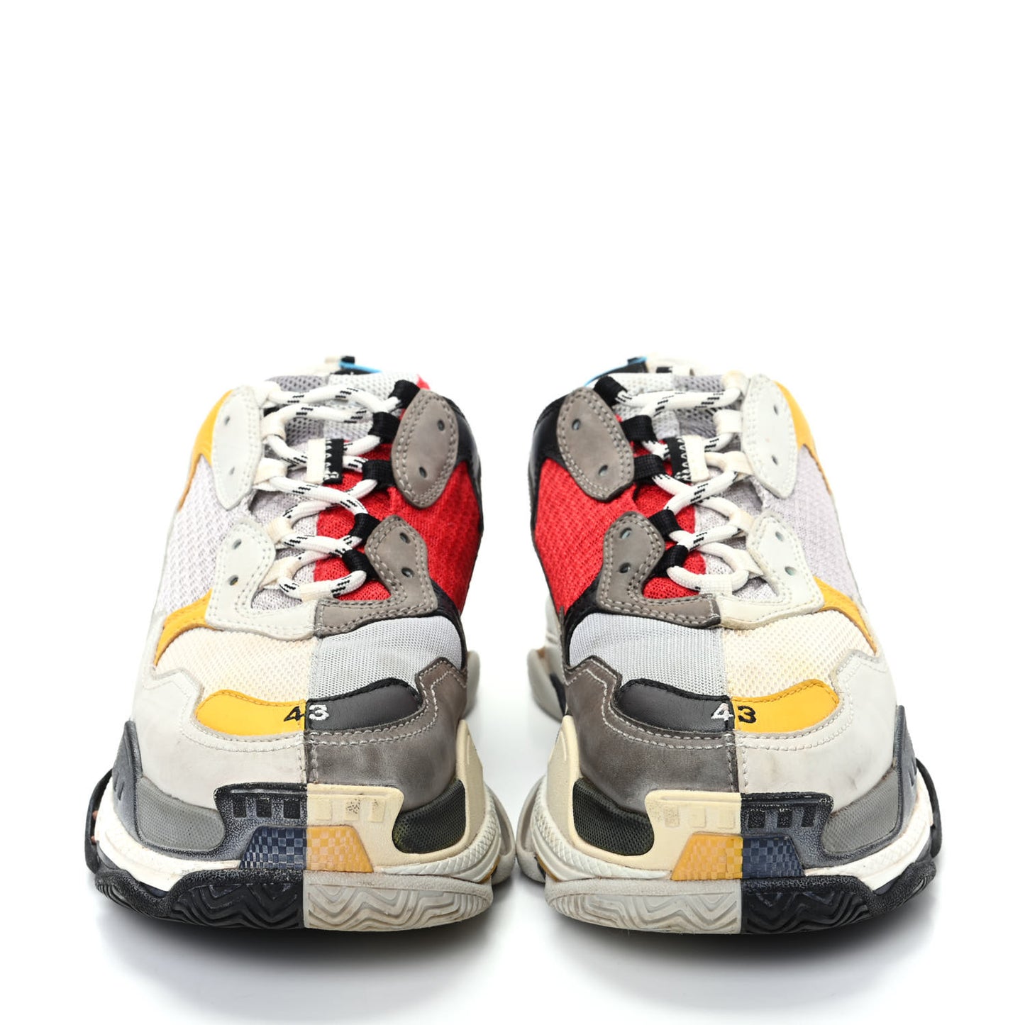 Fabric Mesh Half & Half Colorways Mens Triple S Sneakers 43 Grey Blue Rouge Jaune Black