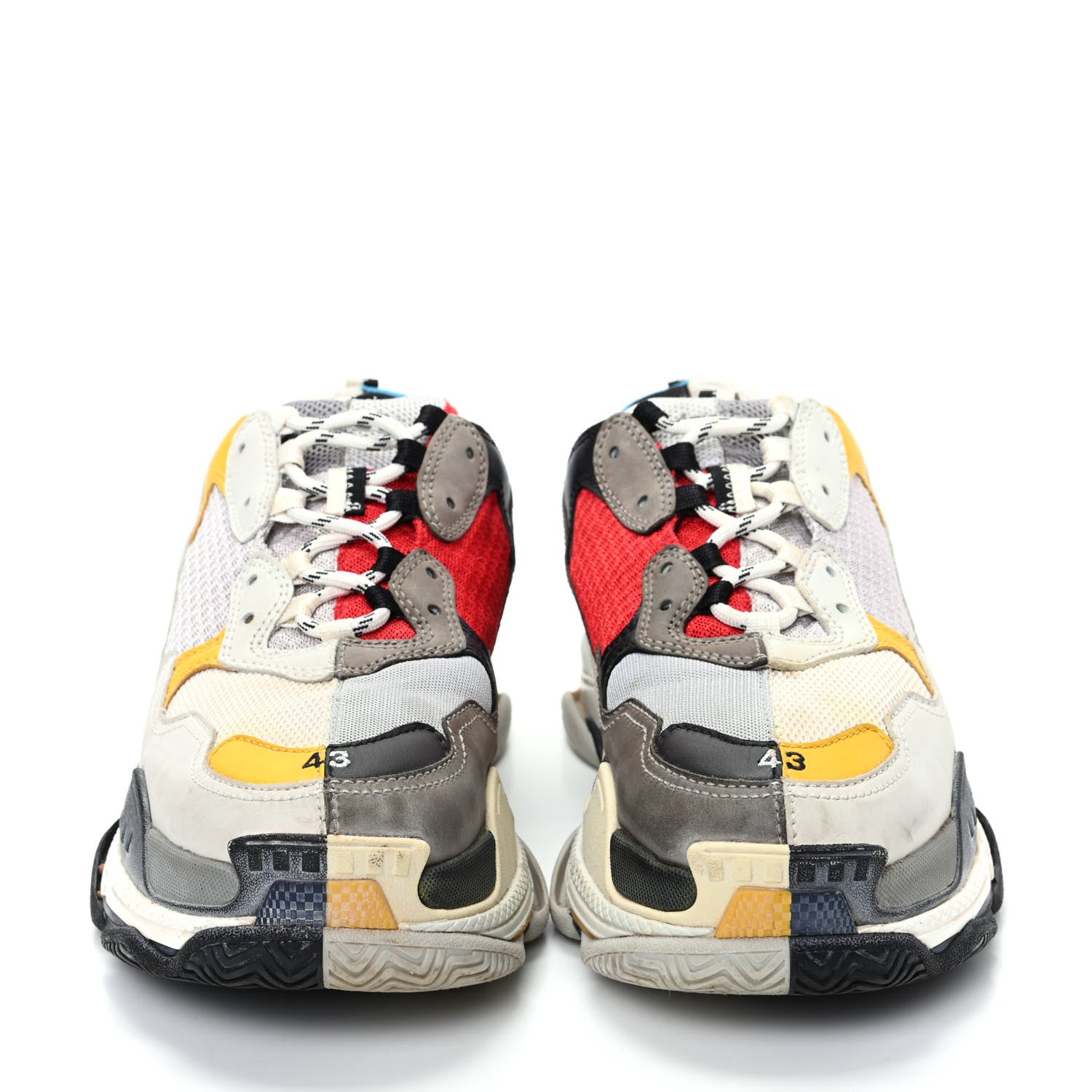 Balenciaga Fabric Mesh Half & Half Colorways Mens Triple S Sneakers 43 Grey Blue Rouge Jaune Black 2 of 10