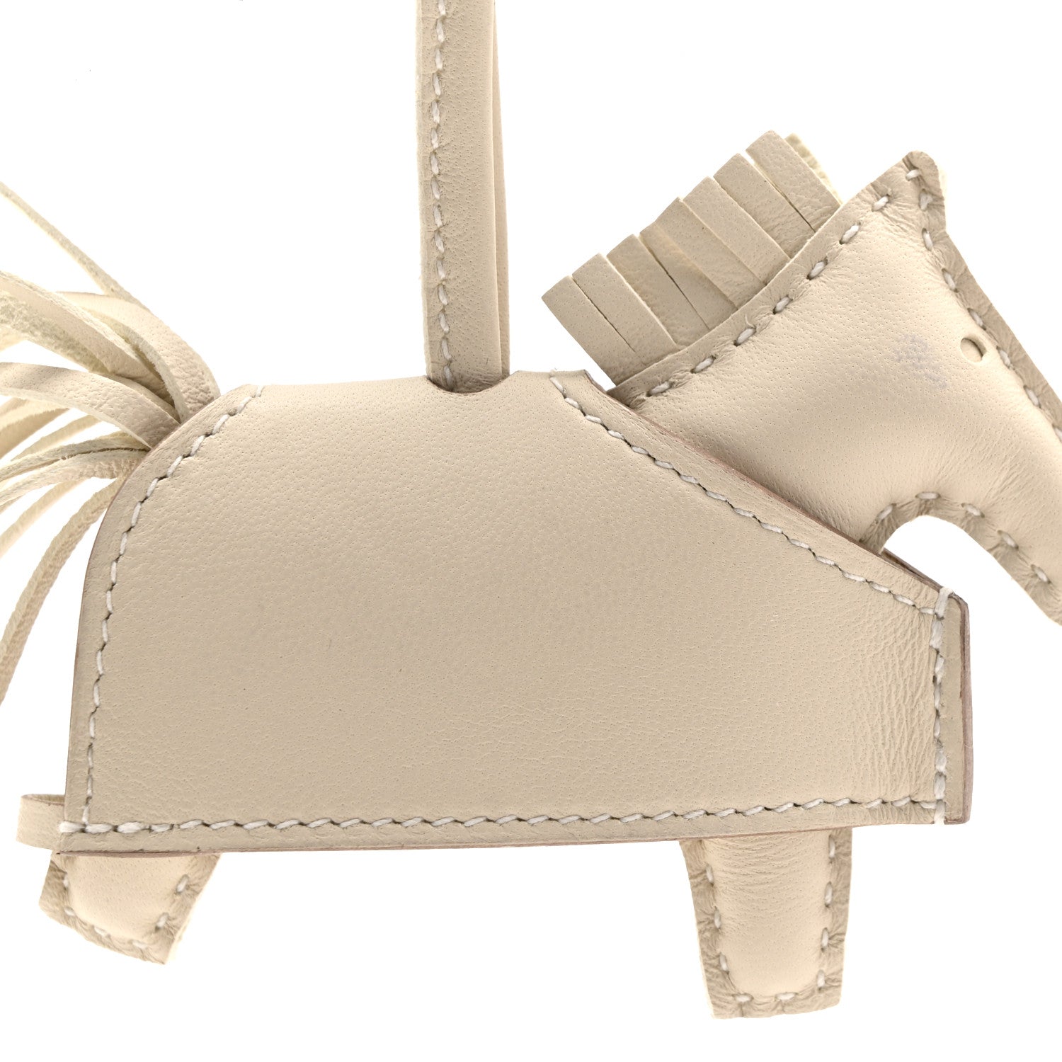 Hermes Milo Lambskin Studded Grigri Rodeo Robeo Rock Horse Bag Charm PM Craie 5 of 6