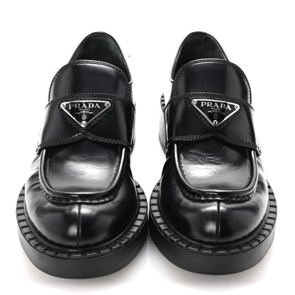 Prada Spazzolato Metal Triangle Logo 50mm Loafers 36 Black 5 of 20