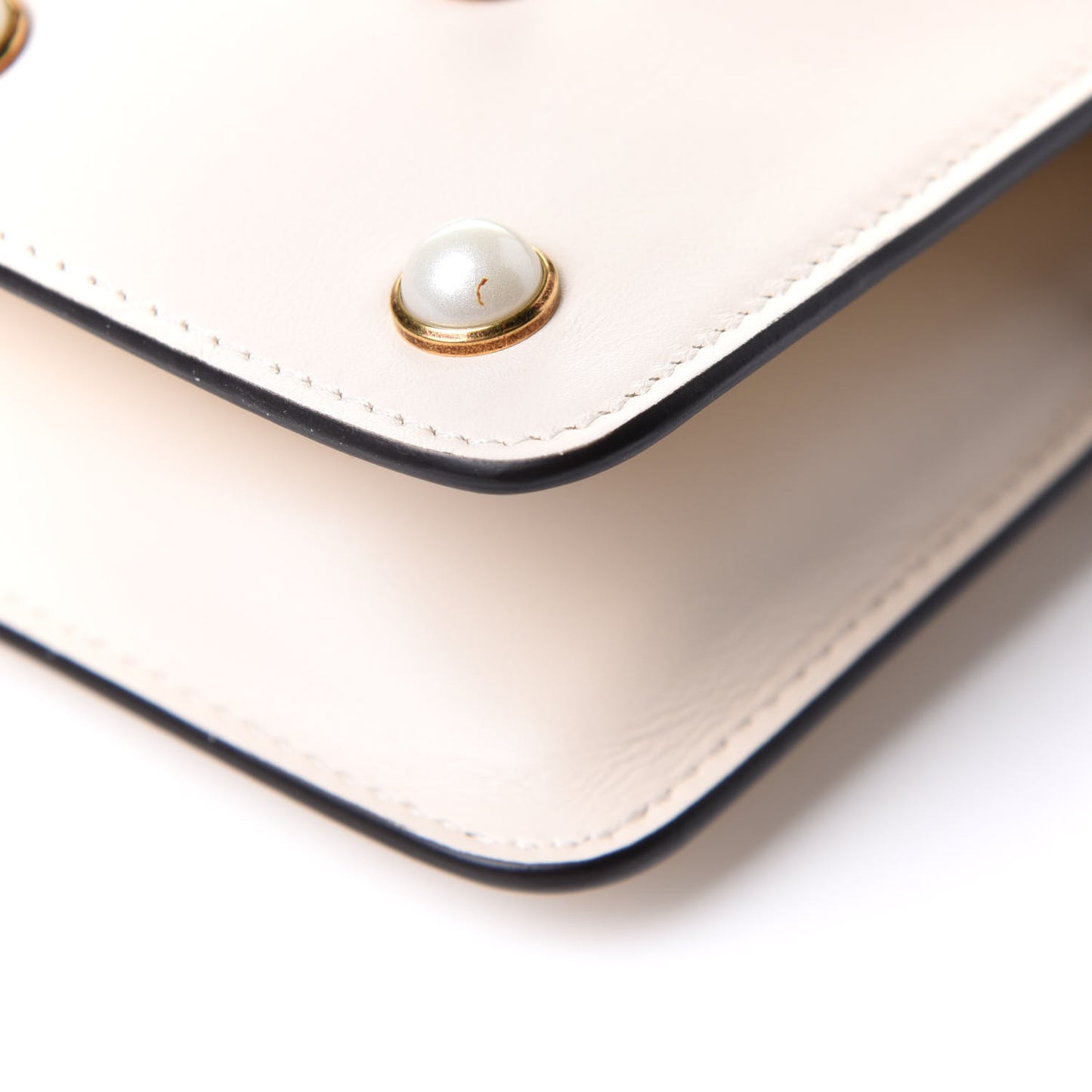 Nappa Pearl Studded Mini Queen Margaret Broadway Shoulder Bag Mystic White