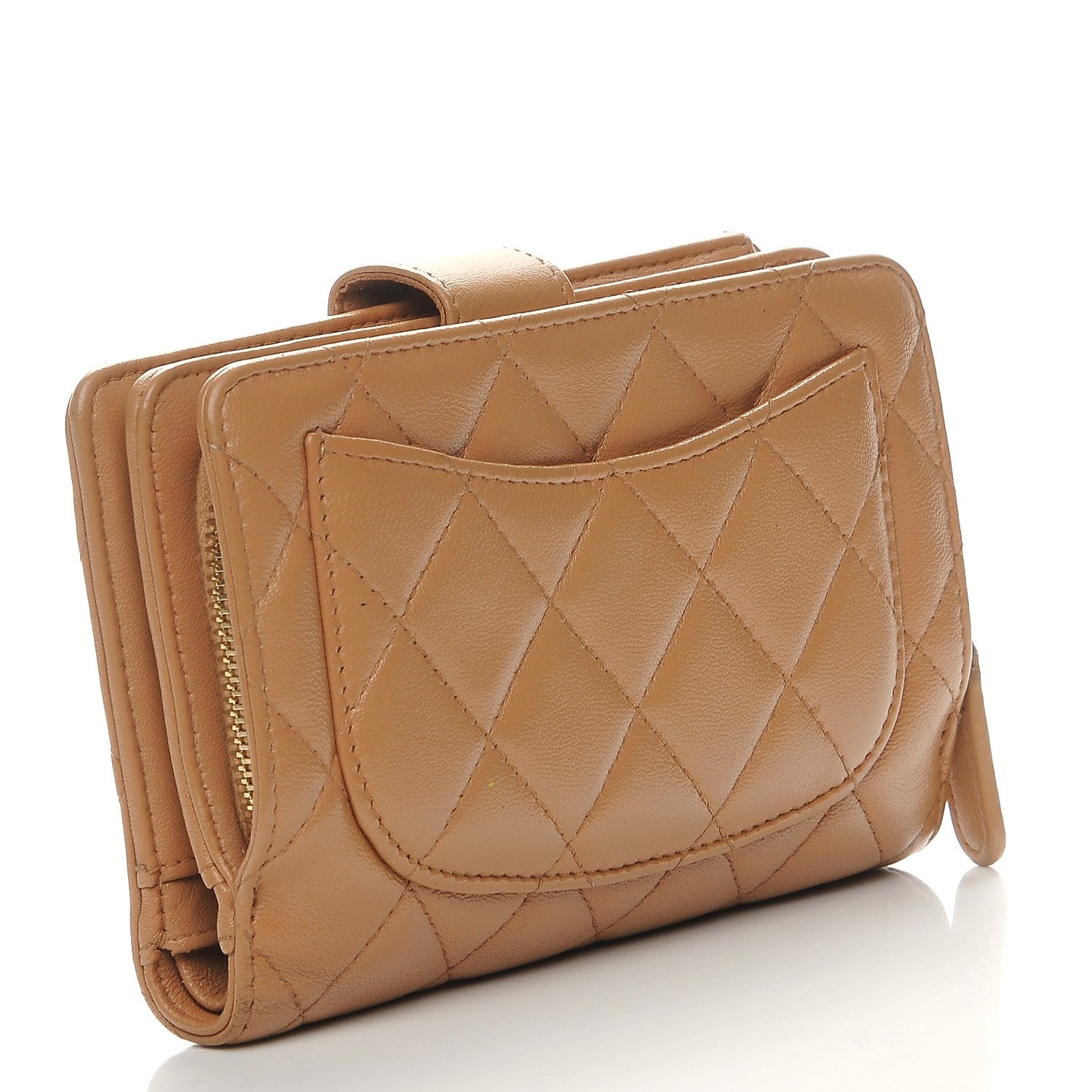 Chanel Lambskin Quilted Zipped Pocket Wallet Beige 3 of 11