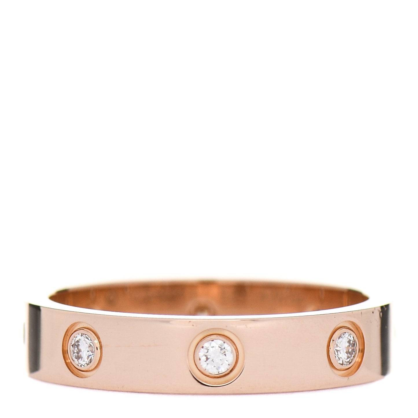 18K Pink Gold 8 Diamond 4mm LOVE Wedding Band Ring 52 6