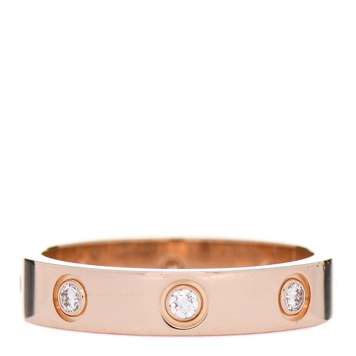 Cartier 18K Pink Gold 8 Diamond 4mm LOVE Wedding Band Ring 52 6 1 of 5