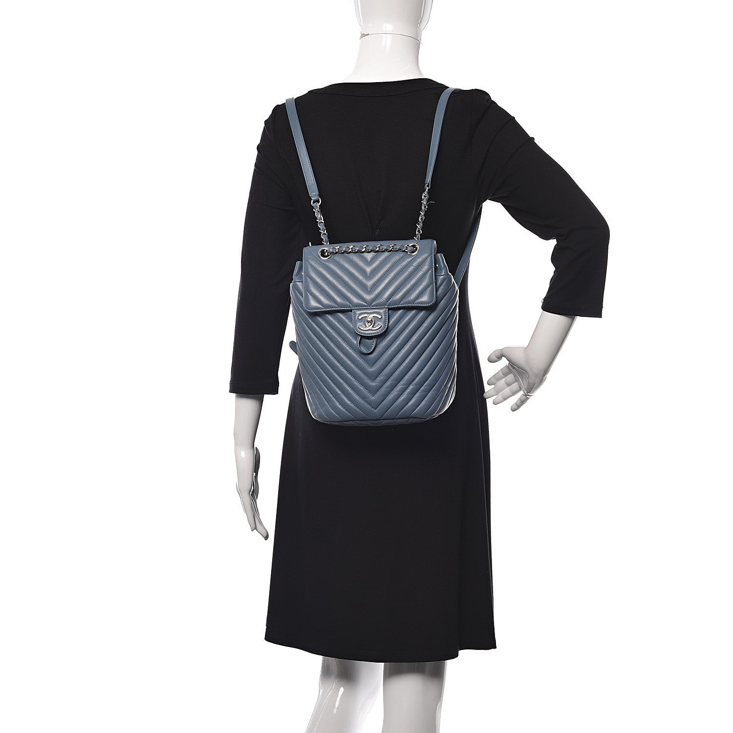 Chanel Calfskin Chevron Quilted Small Urban Spirit Backpack Light Blue 2 of 17